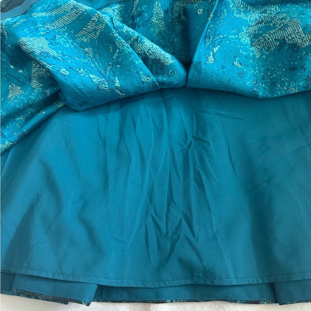 Maggy London Teal and Floral Brocade Fit-and-Flare Dress - Picture 6 of 11